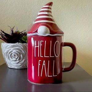 NEW Rae Dunn Mug Hello Fall Gnome with Topper